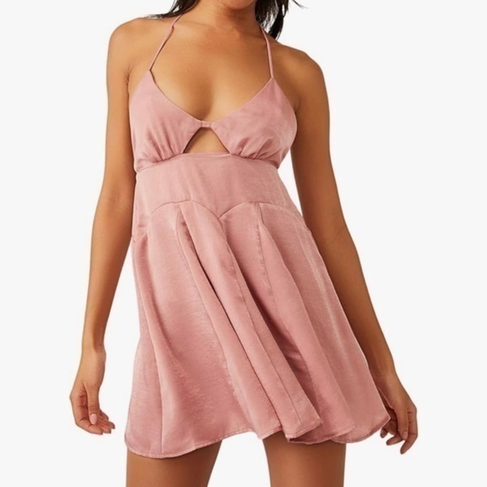 Free people intimately Good Catch Mini Slip Dress Small smoke rose